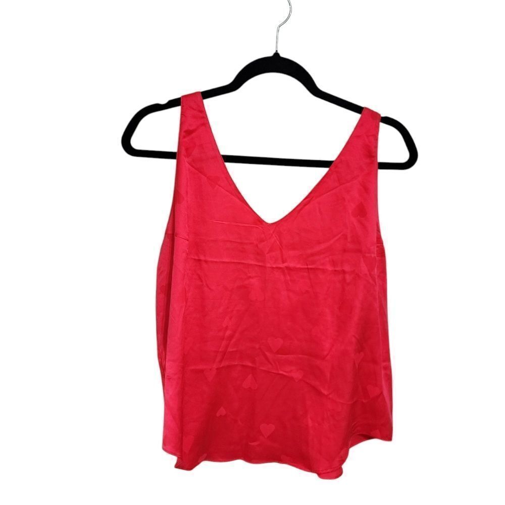 Victoria's Secret Pink Satin Cami L Heart Print